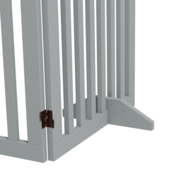 PawHut Wooden Pet Gate Foldable Freestanding Dog Safety Barrier w/ Support Feet, Grey - Aosom UK - thumbnail 9