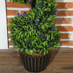 HOMCOM Set of 2 Decorative Artificial Plants, Boxwood Spiral Topiary Tree with Lavender and Pot, Fake Plants for Home Indoor Outdoor Decor, 115cm - thumbnail 9