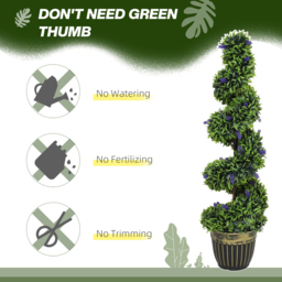 HOMCOM Set of 2 Decorative Artificial Plants, Boxwood Spiral Topiary Tree with Lavender and Pot, Fake Plants for Home Indoor Outdoor Decor, 115cm - thumbnail 6