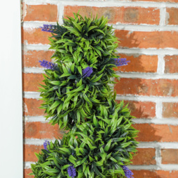 HOMCOM Set of 2 Decorative Artificial Plants, Boxwood Spiral Topiary Tree with Lavender and Pot, Fake Plants for Home Indoor Outdoor Decor, 115cm - thumbnail 8