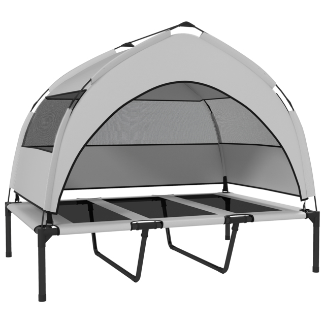 PawHut Portable Elevated Dog Bed with Removable Canopy, Cooling Raised Pet Cot for Large Dogs, 106 x 76 x 94 cm - image 1