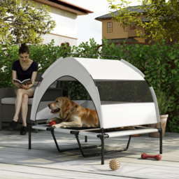 PawHut Portable Elevated Dog Bed with Removable Canopy, Cooling Raised Pet Cot for Large Dogs, 106 x 76 x 94 cm - thumbnail 9