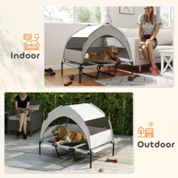 PawHut Portable Elevated Dog Bed with Removable Canopy, Cooling Raised Pet Cot for Large Dogs, 106 x 76 x 94 cm - thumbnail 7