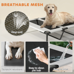 PawHut Portable Elevated Dog Bed with Removable Canopy, Cooling Raised Pet Cot for Large Dogs, 106 x 76 x 94 cm - thumbnail 6