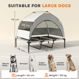 PawHut Portable Elevated Dog Bed with Removable Canopy, Cooling Raised Pet Cot for Large Dogs, 106 x 76 x 94 cm - thumbnail 3