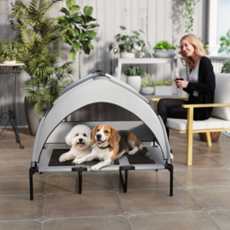 PawHut Portable Elevated Dog Bed with Removable Canopy, Cooling Raised Pet Cot for Large Dogs, 106 x 76 x 94 cm - thumbnail 8