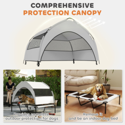 PawHut Portable Elevated Dog Bed with Removable Canopy, Cooling Raised Pet Cot for Large Dogs, 106 x 76 x 94 cm - thumbnail 4