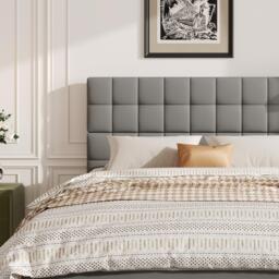 Elegant Upholstered Bed with Hydraulic Lift, Sturdy Storage Bed with 3 Storage Drawers, 202L x 148W x 100H cm, Grey - Aosom UK - thumbnail 8
