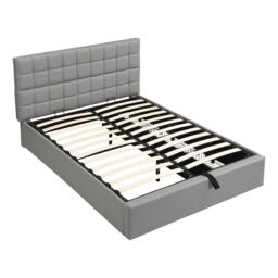 Elegant Upholstered Bed with Hydraulic Lift, Sturdy Storage Bed with 3 Storage Drawers, 202L x 148W x 100H cm, Grey - Aosom UK - thumbnail 2