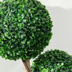 HOMCOM Decorative Artificial Plants Set of 2, Boxwood Ball Topiary Trees in Pot Fake Plants for Home Indoor Outdoor Decor, 90 cm, Dark Green - thumbnail 8