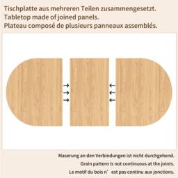 Extendable Dining Table with Vertically Grooved Legs, Space-Saving Dinner Table with Storage Compartment, 160L x 80W x 76H cm, Natural Wood - Aosom UK - thumbnail 7