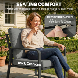 Outsunny 4 Piece Garden Furniture Set, Outdoor Sofa Set with Loveseat, 2 Armchairs, Coffee Table and Cushions - thumbnail 6