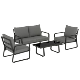 Outsunny 4 Piece Garden Furniture Set, Outdoor Sofa Set with Loveseat, 2 Armchairs, Coffee Table and Cushions - thumbnail 1