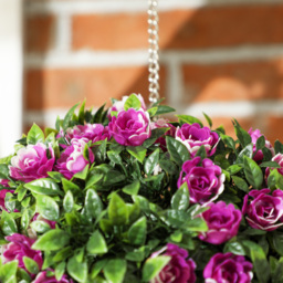 HOMCOM Set of 2 Decorative Artificial Plants, UV-protected Artificial Plant Topiary Rose Balls for Home Indoor outdoor Decor, 28cm, Purple - thumbnail 9