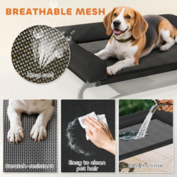 PawHut Elevated Dog Bed with Removable Bolsters, Raised Dog Bed for Medium Breeds, Portable Indoor & Outdoor Pet Cots, Black - thumbnail 6