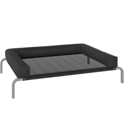 PawHut Elevated Dog Bed with Removable Bolsters, Raised Dog Bed for Medium Breeds, Portable Indoor & Outdoor Pet Cots, Black - thumbnail 1