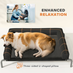 PawHut Elevated Dog Bed with Removable Bolsters, Raised Dog Bed for Medium Breeds, Portable Indoor & Outdoor Pet Cots, Black - thumbnail 5