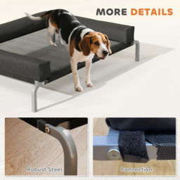 PawHut Elevated Dog Bed with Removable Bolsters, Raised Dog Bed for Medium Breeds, Portable Indoor & Outdoor Pet Cots, Black - thumbnail 8
