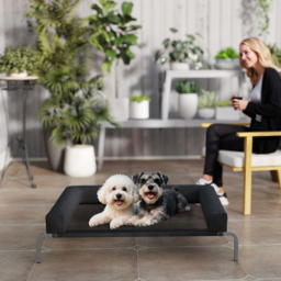 PawHut Elevated Dog Bed with Removable Bolsters, Raised Dog Bed for Medium Breeds, Portable Indoor & Outdoor Pet Cots, Black - thumbnail 9
