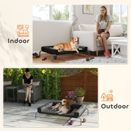PawHut Elevated Dog Bed with Removable Bolsters, Raised Dog Bed for Medium Breeds, Portable Indoor & Outdoor Pet Cots, Black - thumbnail 7