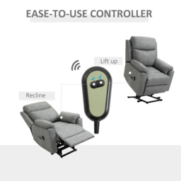 HOMCOM Power Lift Chair Electric Riser Recliner for Elderly, Faux Leather Sofa Lounge Armchair with Remote Control and Side Pocket, Grey - Aosom UK - thumbnail 5