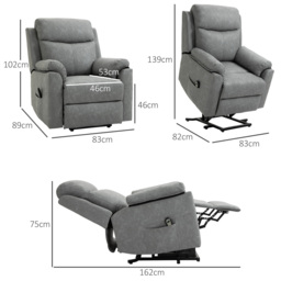 HOMCOM Power Lift Chair Electric Riser Recliner for Elderly, Faux Leather Sofa Lounge Armchair with Remote Control and Side Pocket, Grey - Aosom UK - thumbnail 3