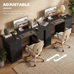 HOMCOM Computer Desk, Writing Table, PC Workstation with 3 Storage Shelves and Drawers, Handle, for Home Office, Black - thumbnail 6