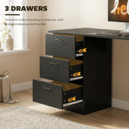 HOMCOM Computer Desk, Writing Table, PC Workstation with 3 Storage Shelves and Drawers, Handle, for Home Office, Black - thumbnail 5