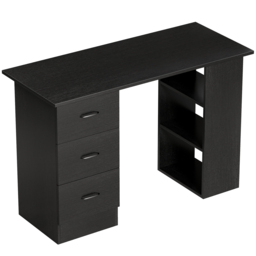 HOMCOM Computer Desk, Writing Table, PC Workstation with 3 Storage Shelves and Drawers, Handle, for Home Office, Black - thumbnail 1