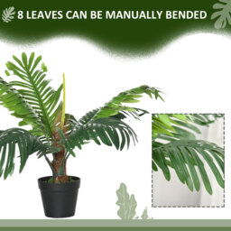 Outsunny 2 Pack 60cm Artificial Palm Tree Decorative Plant with Nursery Pot, Fake Tropical Tree for Indoor Outdoor Décor - Aosom UK - thumbnail 6
