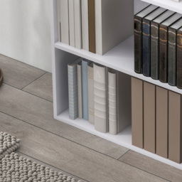 HOMCOM 2 Tier Bookshelf, Low Bookcase with Adjustable Shelf, 2 Compartments for Home Office, Living Room, Study, White - Aosom UK - thumbnail 9