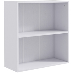 HOMCOM 2 Tier Bookshelf, Low Bookcase with Adjustable Shelf, 2 Compartments for Home Office, Living Room, Study, White - Aosom UK