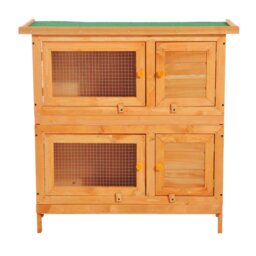 Pawhut 90cm 2 Tiers Rabbit Hutch Wooden Pet Cage W/ Run Bunny House - Aosom UK - thumbnail 8