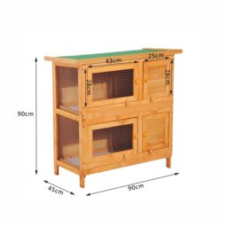 Pawhut 90cm 2 Tiers Rabbit Hutch Wooden Pet Cage W/ Run Bunny House - Aosom UK
