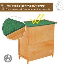 Pawhut 90cm 2 Tiers Rabbit Hutch Wooden Pet Cage W/ Run Bunny House - Aosom UK - thumbnail 6