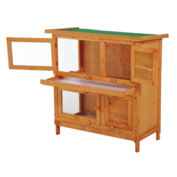 Pawhut 90cm 2 Tiers Rabbit Hutch Wooden Pet Cage W/ Run Bunny House - Aosom UK - thumbnail 9