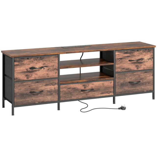HOMCOM Multi-Storage Industrial TV Stand - Brown/Grey/Black - image 1