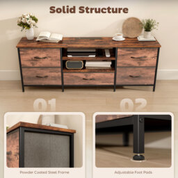HOMCOM Multi-Storage Industrial TV Stand - Brown/Grey/Black - thumbnail 6
