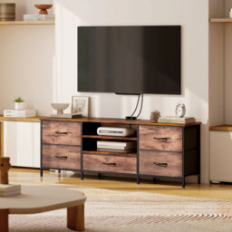 HOMCOM Multi-Storage Industrial TV Stand - Brown/Grey/Black - thumbnail 8