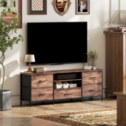 HOMCOM Multi-Storage Industrial TV Stand - Brown/Grey/Black - thumbnail 9