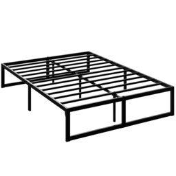 HOMCOM 4ft6 Double Bed Frame with Underbed Storage and Steel Slat Support, 32.5 cm Height, Noise-Free, Black - thumbnail 1