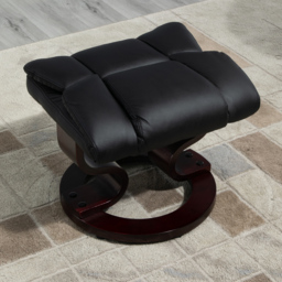 HOMCOM Reclining Swivel Armchair Footstool Set Sofa Padded PU Leather Relaxing Manual Duo Metal Frame Bentwood Base Black - thumbnail 8