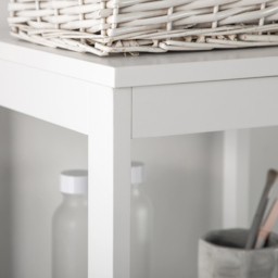 HOMCOM Narrow Floor Cabinet, Bathroom Cabinet with 3 Drawers and 2 Open Shelves, 30W x 30D x 141.6Hcm, White - thumbnail 9