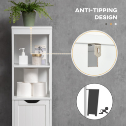 HOMCOM Narrow Floor Cabinet, Bathroom Cabinet with 3 Drawers and 2 Open Shelves, 30W x 30D x 141.6Hcm, White - thumbnail 6