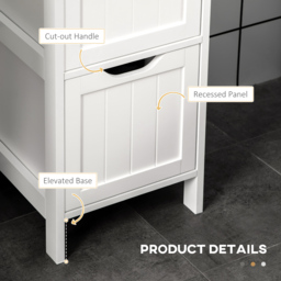 HOMCOM Narrow Floor Cabinet, Bathroom Cabinet with 3 Drawers and 2 Open Shelves, 30W x 30D x 141.6Hcm, White - thumbnail 5