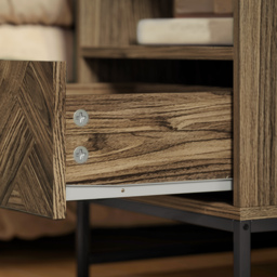 HOMCOM Bedside Table with Drawer and Shelf, Side End Table with Steel Legs for Living Room, Bedroom, Brown Wood Effect - thumbnail 9
