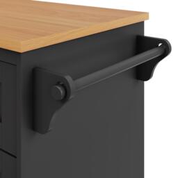 Modern Dining Trolley with Drawers, Cupboards and Open Shelving, Mobile Kitchen Cart with Wooden Worktop, 129L x 46W x 92H cm, Black - Aosom UK - thumbnail 8