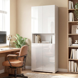 HOMCOM 180 cm Tall Kitchen Cupboard, Pantry Storage Cabinet with Soft Close Doors and Adjustable Shelves, High Gloss White - thumbnail 9
