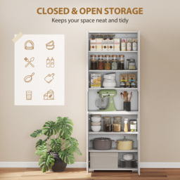 HOMCOM 180 cm Tall Kitchen Cupboard, Pantry Storage Cabinet with Soft Close Doors and Adjustable Shelves, High Gloss White - thumbnail 5