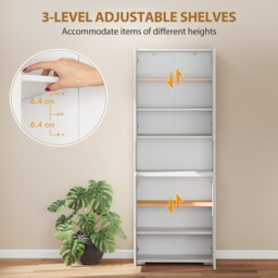 HOMCOM 180 cm Tall Kitchen Cupboard, Pantry Storage Cabinet with Soft Close Doors and Adjustable Shelves, High Gloss White - thumbnail 6